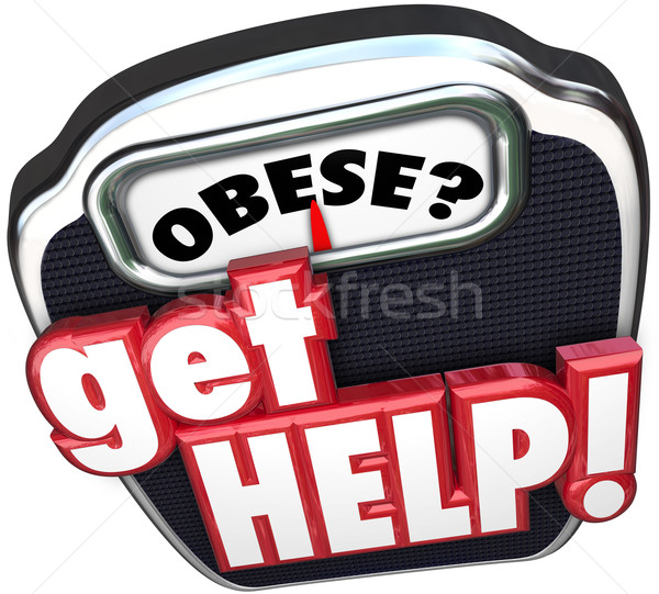 Obèse aider échelle mot écran [[stock_photo]] © iqoncept