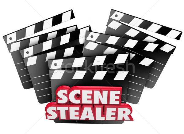 Stock photo: Scene Stealer Red 3d Words Movie Clappers Great Performance