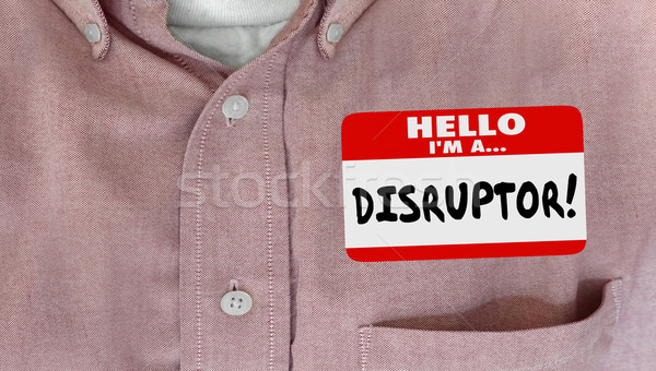 Stock photo: Disruptor Name Tag Change Innovate New Ideas Word