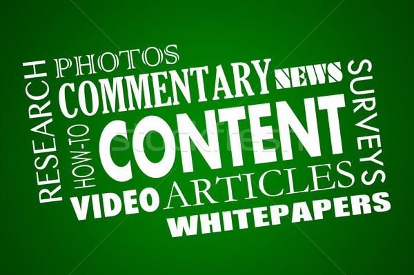 Content Marketing Articles Video Whitepapers Word Collage 3d Ill Stock photo © iqoncept
