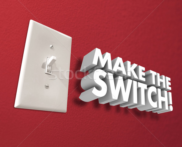 Stock photo: Make the Switch Light Panel Wall Change Take Action
