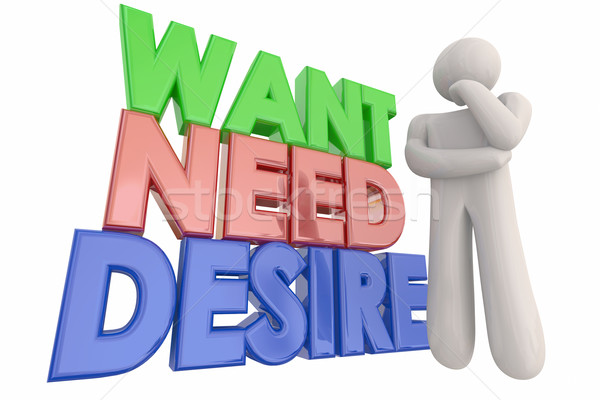 Want Need Desire Thinking Person Words 3d Illustration Stock photo © iqoncept
