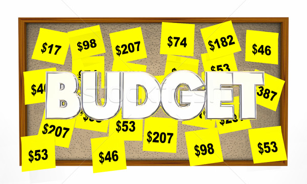 Presupuesto contabilidad teneduría de libros notas adhesivas 3d dinero Foto stock © iqoncept