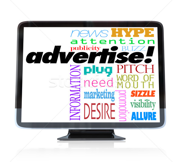 Advertise Marketing Words on HDTV Television Stock photo © iqoncept