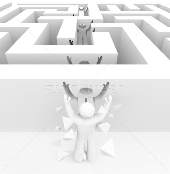 Om labirint perete libertate persoană prăbuşi Imagine de stoc © iqoncept