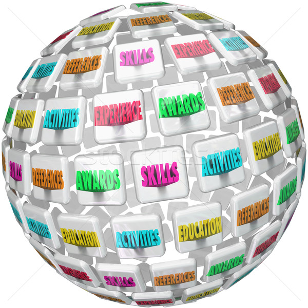 Resume Words Sphere Experience Education References Stock photo © iqoncept