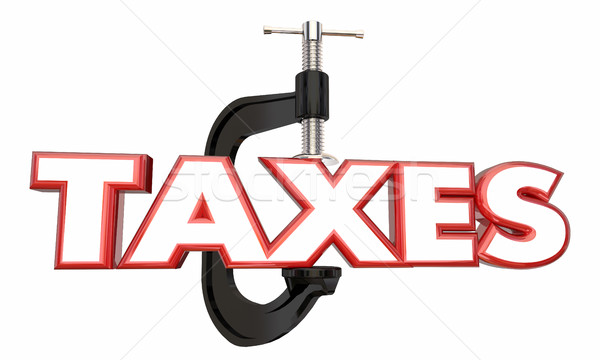 Taxes Squeeze Income Reduce Earnings Money Clamp Vice 3d Illustr Stock photo © iqoncept