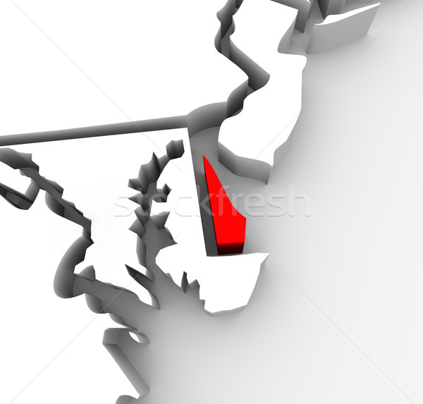 Delaware Red Abstract 3D State Map United States America Stock photo © iqoncept