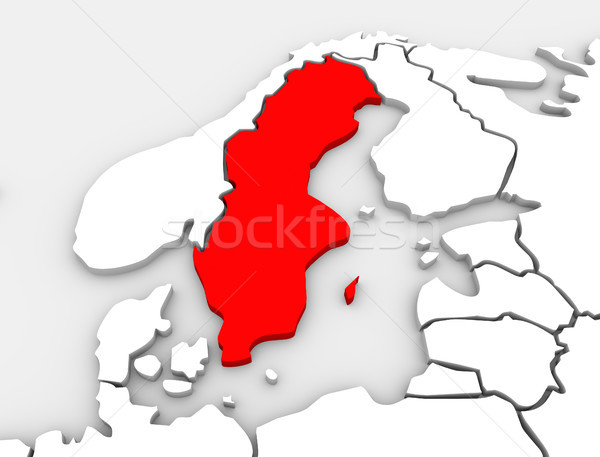 Zweden land kaart 3D geïllustreerd noordelijk Stockfoto © iqoncept