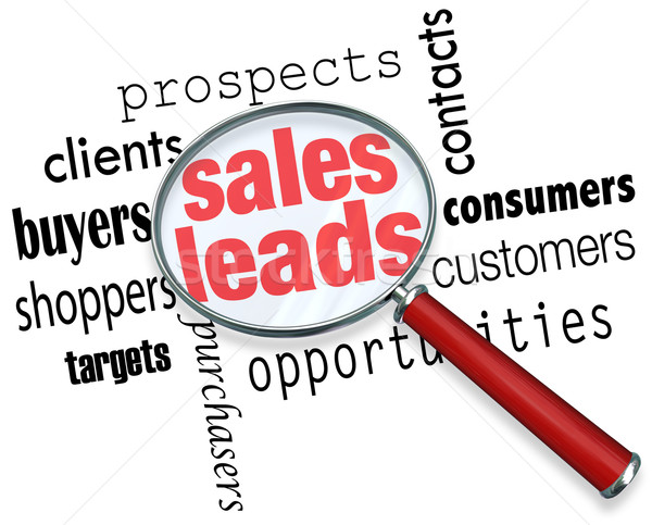 Sales Leads Magnifying Glass Looking Searching Customers Prospec Stock photo © iqoncept