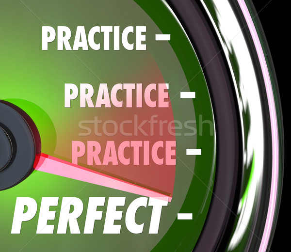 Practice Makes Perfect Speedometer Gauge Measure Performance Per Stock photo © iqoncept