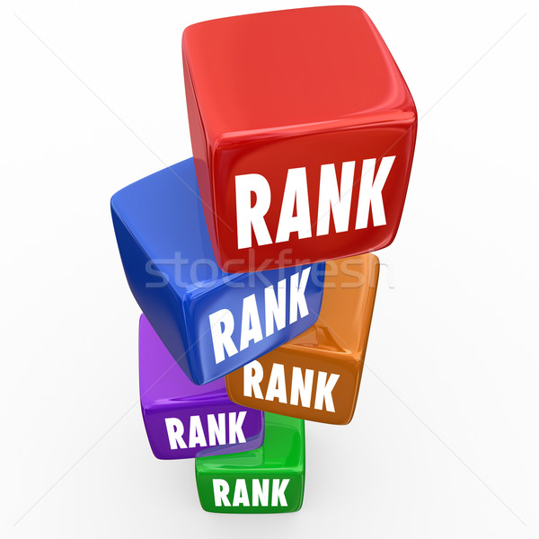 Rank Cubes Stack Favored Position Top 5 Order Search Results Stock photo © iqoncept