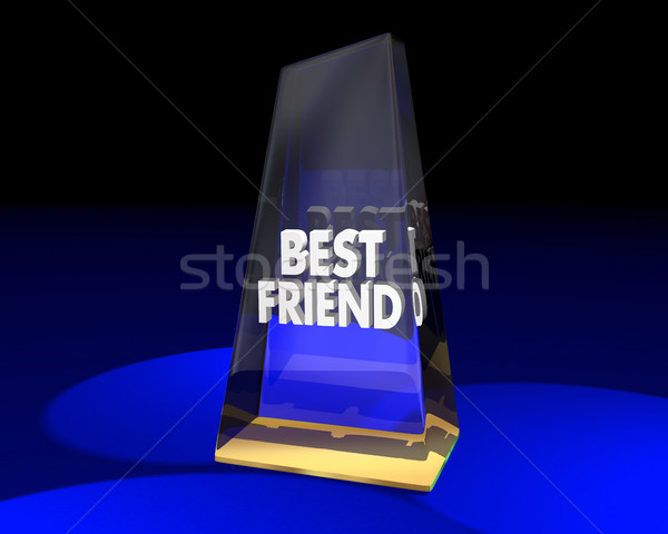 Foto stock: Melhor · amigo · prêmio · prêmio · troféu · vencedor