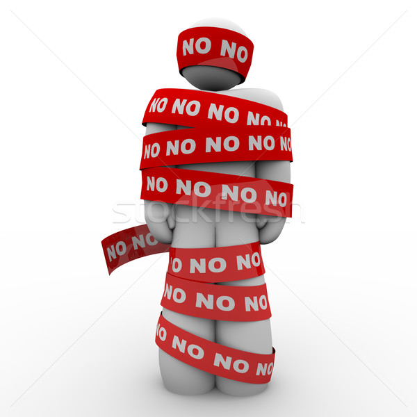 No Word Man Wrapped in Red Tape Denied Rejection Stock photo © iqoncept