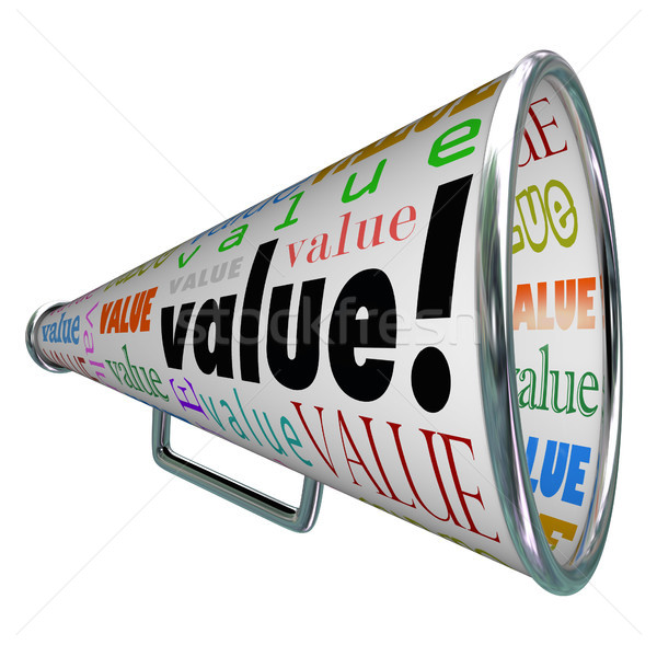 Value Megaphone Bullhorn Advertise Quality Valuable Stock photo © iqoncept