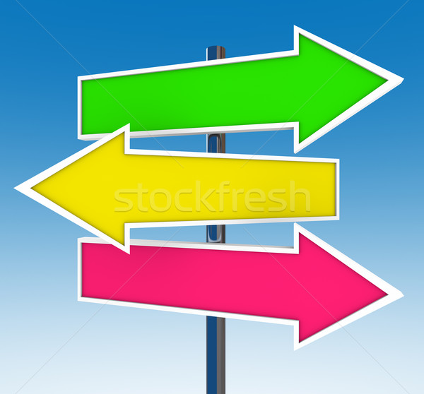 Trzy arrow znaki opcja wybierać Błękitne niebo Zdjęcia stock © iqoncept