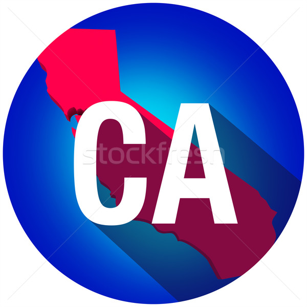 Stock photo: CA California Letters Abbreviation Red 3d State Map Long Shadow 