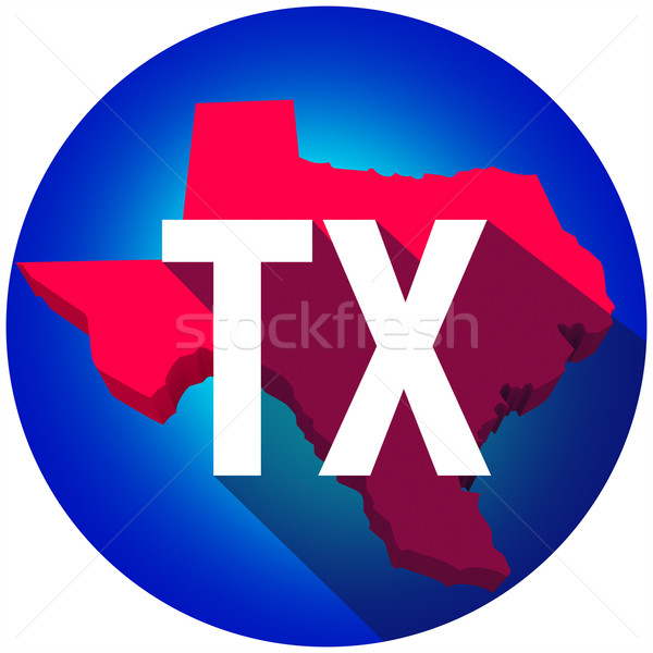 Texas TX Letters Abbreviation Red 3d State Map Long Shadow Circl Stock photo © iqoncept