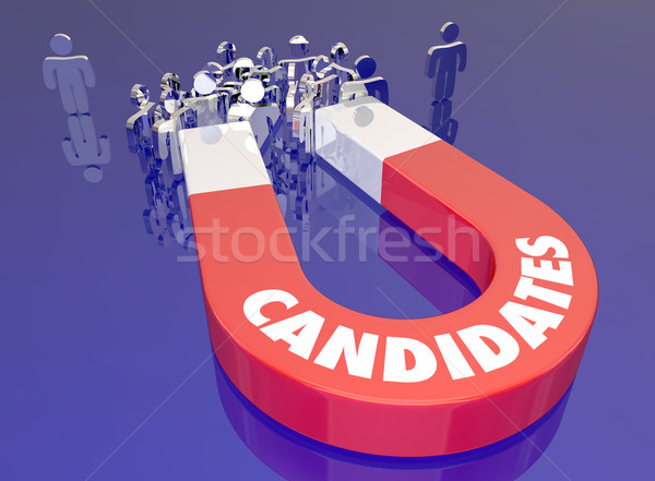 Candidates Attract Job Applicants Magnet People Word 3d Illustra Stock photo © iqoncept