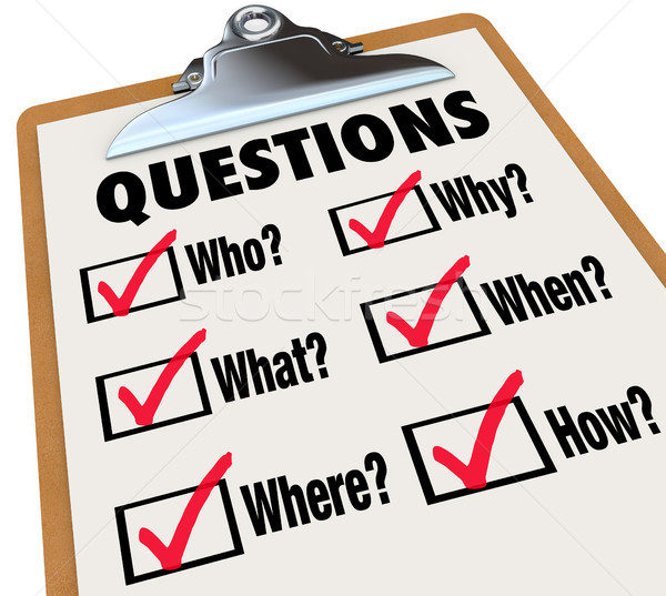 Survey Clipboard Research Questions Who What Where When Why How Stock photo © iqoncept
