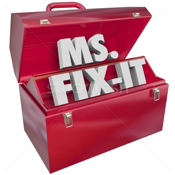 Ms Fix It Toolbox Words Miss Handy Worker Skilled Trade Stock photo © iqoncept