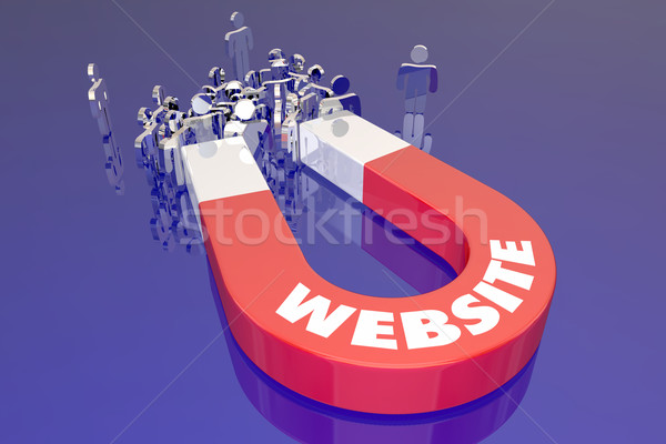 Weboldal mágnes szó húz közönség látogatók Stock fotó © iqoncept