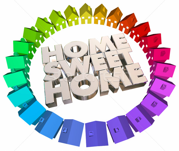 Home Sweet Houses Welcome Back Real Estate Words 3d Animation Stock photo © iqoncept