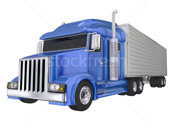 Blue Semi Truck 18 Wheeler Big Rig Hauler Stock photo © iqoncept