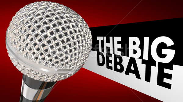 Stock photo: The Big Debate Microphone Words Televised Dispute Argument Discu