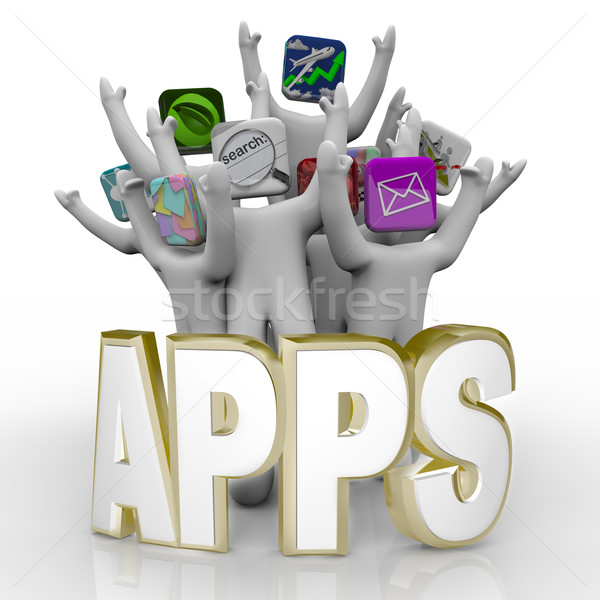 Apps woord mensen juichen verscheidene toepassing Stockfoto © iqoncept