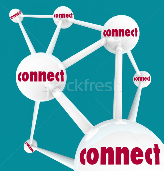 Bağlamak küreler ağ birkaç sosyal ağ kalabalık Stok fotoğraf © iqoncept