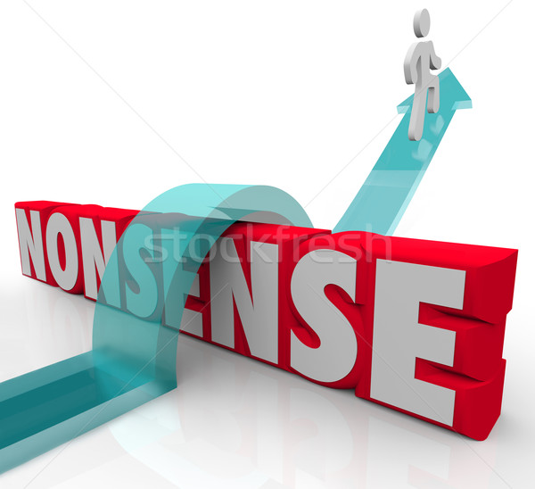 Nonsense Jumping Over Word Common Sense Vs Illogical  Stock photo © iqoncept