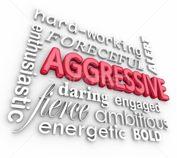 Agressif 3D mots texte lettres blanche [[stock_photo]] © iqoncept