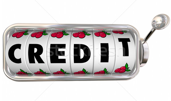 Kredit játékautomata kerekek javít pontszám szó Stock fotó © iqoncept