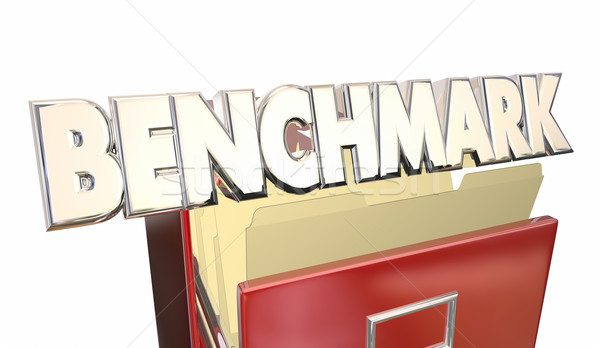 Stock foto: Benchmark · Leistung · 3D · Wort · Datei · Schrank