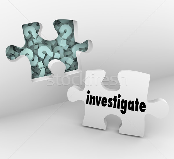 Investigate Word Puzzle Piece Find Answers Questions Stock photo © iqoncept