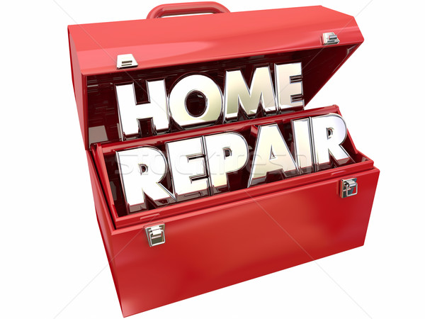 Home Repair Fix Improvement Red Metal Toolbox 3d Words Stock photo © iqoncept