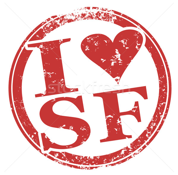 Stock photo: I Love SF San Francisco Round Red Stamp