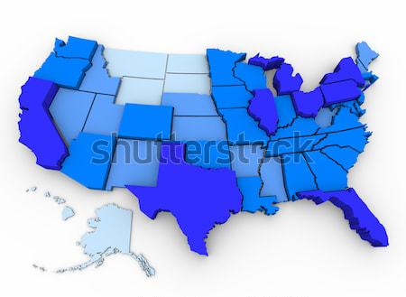 Bevolking kaart 3D Verenigde Staten donkere Blauw Stockfoto © iqoncept