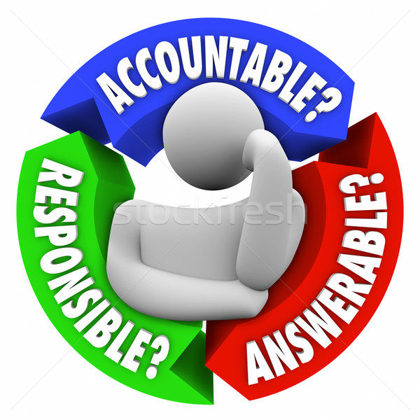 Stock photo: Accountable Responsible Answerable Person Thinking Who is to Bla