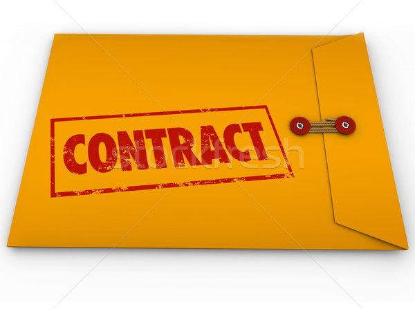 Contract woord Geel envelop officieel papieren Stockfoto © iqoncept