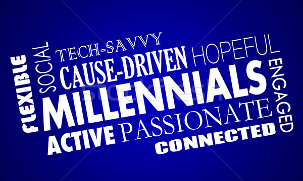 Millennials Generation Y Qualities Characteristics Word Collage  Stock photo © iqoncept