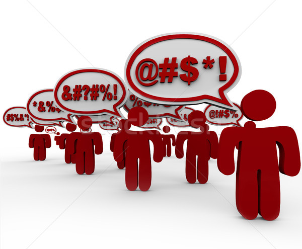 People Swearing Speech Bubbles Angry Mob Stock photo © iqoncept