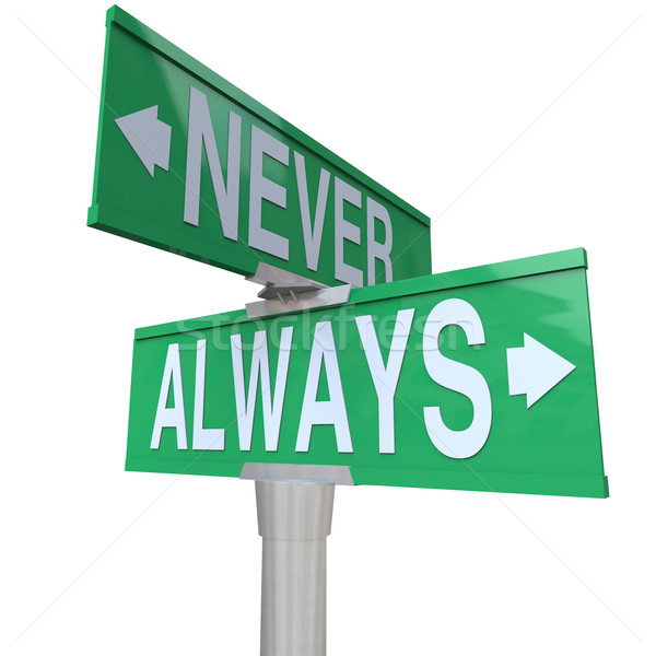 Always Vs Never 2 Two Way Street Road Signs Stock photo © iqoncept