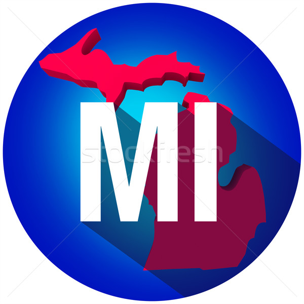 Michigan MI Letters Abbreviation Red 3d State Map Long Shadow Ci Stock photo © iqoncept
