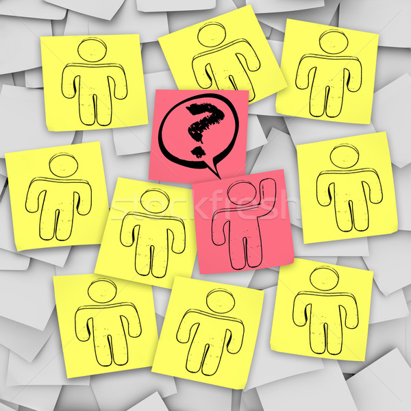 One Person Raises Hand for Question - Sticky Notes Stock photo © iqoncept