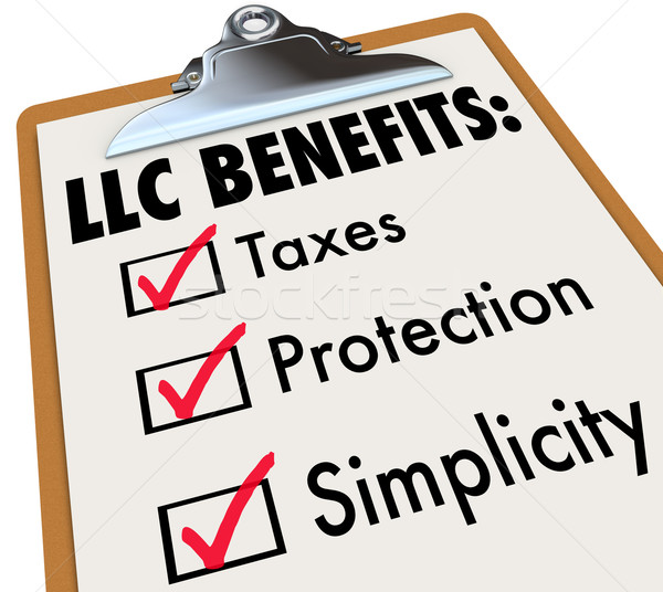LLC Benefits List Taxes Legal Protection Simplicity Clipboard Ch Stock photo © iqoncept