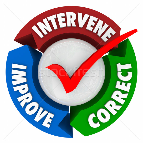 Intervene Correct Improve Words Check Mark Diagram Circle Stock photo © iqoncept