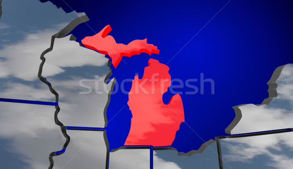 Michigan MI Map Clouds USA United States America Weather Forecas Stock photo © iqoncept