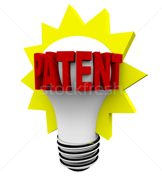 Patent słowo żarówka czerwony litery metal Zdjęcia stock © iqoncept